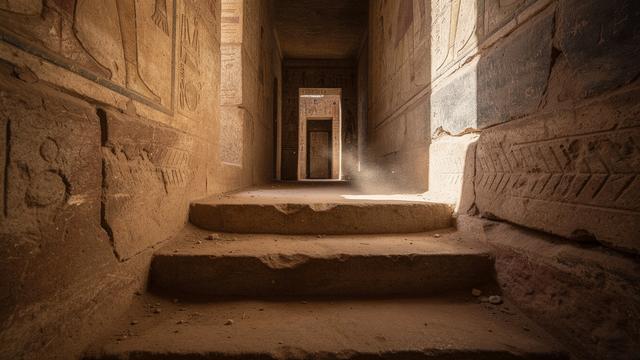 مدخل مقبرة في وادي الملوك مع درجات حجرية